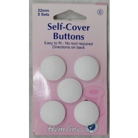 Hemline Self Cover Buttons 22mm, 5 Sets, Plastic, Easy to Fit No Tools Required