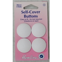 Hemline Self Cover Buttons 29mm, 4 Sets, Plastic, Easy to Fit No Tools Required