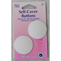 Hemline Self Cover Buttons 38mm, 2 Sets, Plastic, Easy to Fit No Tools Required