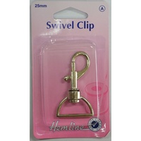 Hemline Swivel Clip, 25mm, Spring Loaded Catch. Nickle / Silver Colour