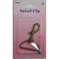 Hemline Swivel Clip, 35mm, Strong Metal Construction, Spring Loaded Catch. BRONZE Colour