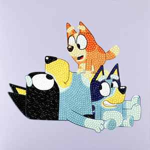 BLUEY Diamond Dotz DAD &amp; THE GIRLS, 5D Diamond Painting Box Kit 22cm x 22cm