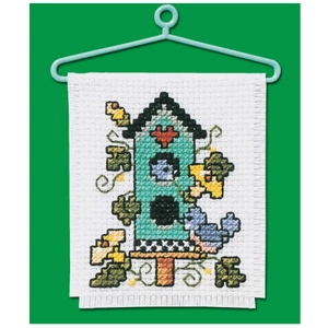 BIRD HOUSE Mini Counted Cross Stitch Ornament Kit