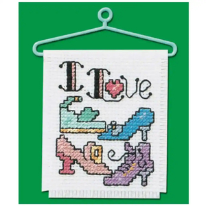 I LOVE SHOES Mini Counted Cross Stitch Ornament Kit
