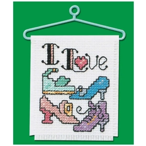 I LOVE SHOES Mini Counted Cross Stitch Ornament Kit