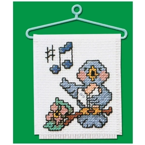 BIRD SINGING Mini Counted Cross Stitch Ornament Kit