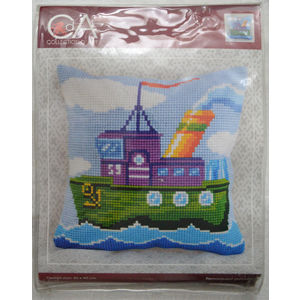 Collection D&#39; Art Steam Boat Chunky Cross Stitch Cushion Front Kit 40 x 40cm