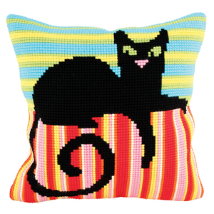 Collection D&#39; Art Madame Cool Cat 2, Chunky Cross Stitch Cushion Front Kit 40x40cm