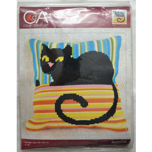 Collection D&#39; Art Madame Cool Cat Chunky Cross Stitch Cushion Front Kit 40x40cm