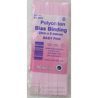 Hemline Polycotton Bias Binding 12mm x 5m, BABY PINK