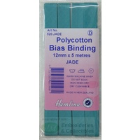 Hemline Polycotton Bias Binding 12mm x 5m, JADE