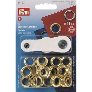 Eyelets And Washers, 11mm, Gold-Coloured, Pack of 15 by Prym
