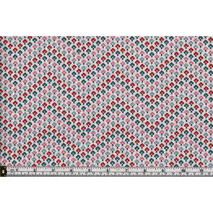 Liberty Fabrics Summer House, 5674Y Topiary Chevron M Red 110cm Wide Per Metre