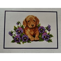 DMC Puppies With Flowers Cross Stitch Kit, 25 x 18cm, 14ct Aida, #577118