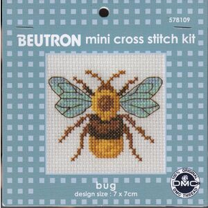 Beutron BUG Mini Cross Stitch Kit, 7 x 7cm 14 Count Aida, 578109