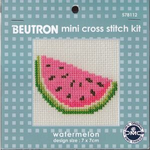 Beutron WATERMELON Mini Cross Stitch Kit, 7 x 7cm 14 Count Aida, 578112