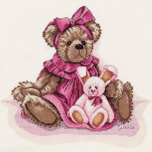 DMC Playtime Bears Jill &amp; Bunny Cross Stitch Kit, 25 x 23cm, 16ct Aida #581211