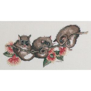 DMC POSSUMS Australian Collection Cross Stitch Kit 23 x 9cm 16ct Aida 582102