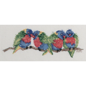 DMC Rainbow Lorikeets, Australian Collection Cross Stitch Kit 23 x 9cm 16ct Aida