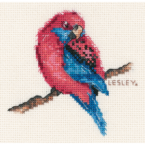 DMC Crimson Rosella, Australian Collection Cross Stitch Kit 9 x 7cm 18ct Aida, 582113