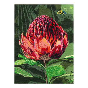 BLUE BANDED BEE &amp; WARRATAH Natalie Jane Parker Counted Cross Stitch Kit 40cm x 30cm