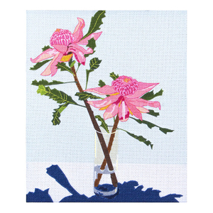 PINK WARATAH Printed Half Stitch Kit 25cm x 30cm by Nicola Woodcock
