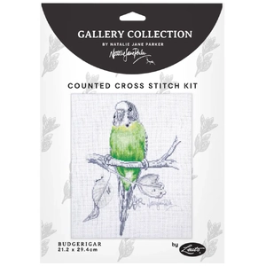 BUDGERIGAR Natalie Jane Parker Counted Cross Stitch Kit 21.2cm x 29.4cm