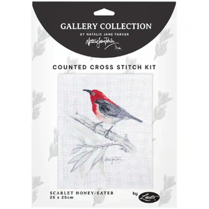 SCARLET HONEY EATER Natalie Jane Parker Counted Cross Stitch Kit 25cm x 25cm