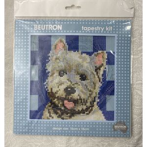 Beutron Tapestry Kit, TERRIER 15cm x 15cm, Printed Canvas, Stranded Cotton Yarn