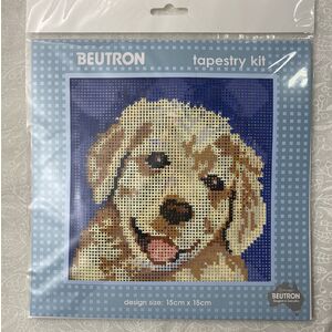 Beutron Tapestry Kit, GOLDEN RETRIEVER 15cm x 15cm, Printed Canvas, Starnded Cotton Yarn