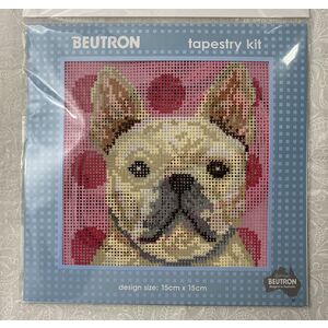 Beutron Tapestry Kit, FRENCH BULLDOG 15cm x 15cm, Printed Canvas, Stranded Cotton Yarn