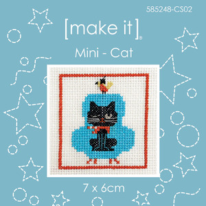 Make It CAT Mini Cross Stitch Kit, 7cm x 6cm, 585248-CS02