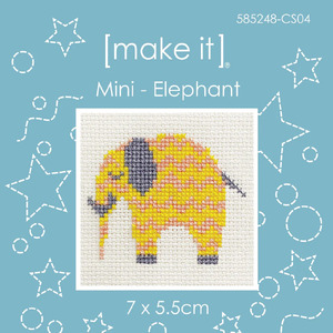 Make It ELEPHANT Mini Cross Stitch Kit, 7cm x 5.5cm, 585248-CS04