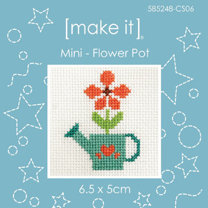 Make It FLOWER POT Mini Cross Stitch Kit, 6.5cm x 5cm, 585248-CS06