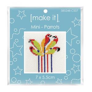 Make It PARROTS Mini Cross Stitch Kit, 7cm x 5.5cm, 585248-CS07