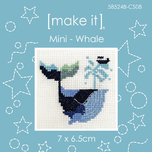 Make It WHALE Mini Cross Stitch Kit, 6cm x 6cm, 585248-CS08