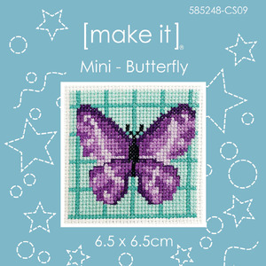 Make It BUTTERFLY Mini Cross Stitch Kit, 6.5cm x 6.5cm, 585248-CS09