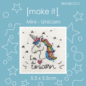 Make It Unicorn Mini Cross Stitch Kit, 5.5cm x 5.5cm, 585248-CS11