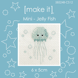 Make It JELLY FISH Mini Cross Stitch Kit, 6cm x 5cm, 585248-CS12