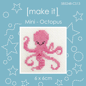 Make It OCTOPUS Mini Cross Stitch Kit, 6cm x 6cm, 585248-CS13