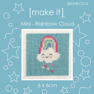 Make It RAINBOW CLOUD Mini Cross Stitch Kit, 6cm x 6cm, 585248-CS15