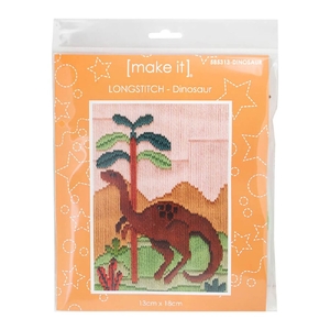 DINOSAUR Longstitch Kit, Great For Beginners, 13cm x 18cm