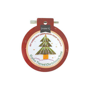 Green Tiered Christmas Tree, DIY Christmas Embroidery Hoop Kit 8.8cm by Make It