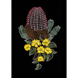 Banksia &amp; Guinea Flowers Traced Linen Embroidery Kit 20 x 29cm, 587100