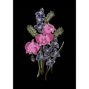 Cooktown Orchid Bush Bells Traced Linen Embroidery Kit 16 x 30cm, 587102