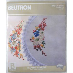 Beutron Flannel Flowers 30cm Round Traycloth Dioly Embroidery Kit #587107