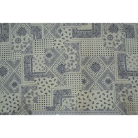 Cotton Fabric Per 1/2 Metre, 110cm Wide, 59-1529.02 CREAM / NAVY