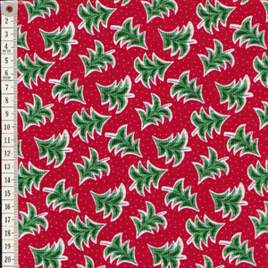 Liberty Merry &amp; Bright DANCING TREES RED 110cm Wide Cotton Fabric 5928A Per 25cm
