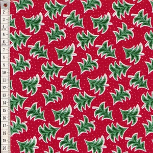 Liberty Merry &amp; Bright DANCING TREES RED 110cm Wide Cotton Fabric 5928A Per 25cm