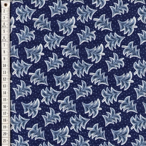 Liberty Merry &amp; Bright DANCING TREES BLUE 110cm Wide Cotton Fabric 5928B Per 25cm